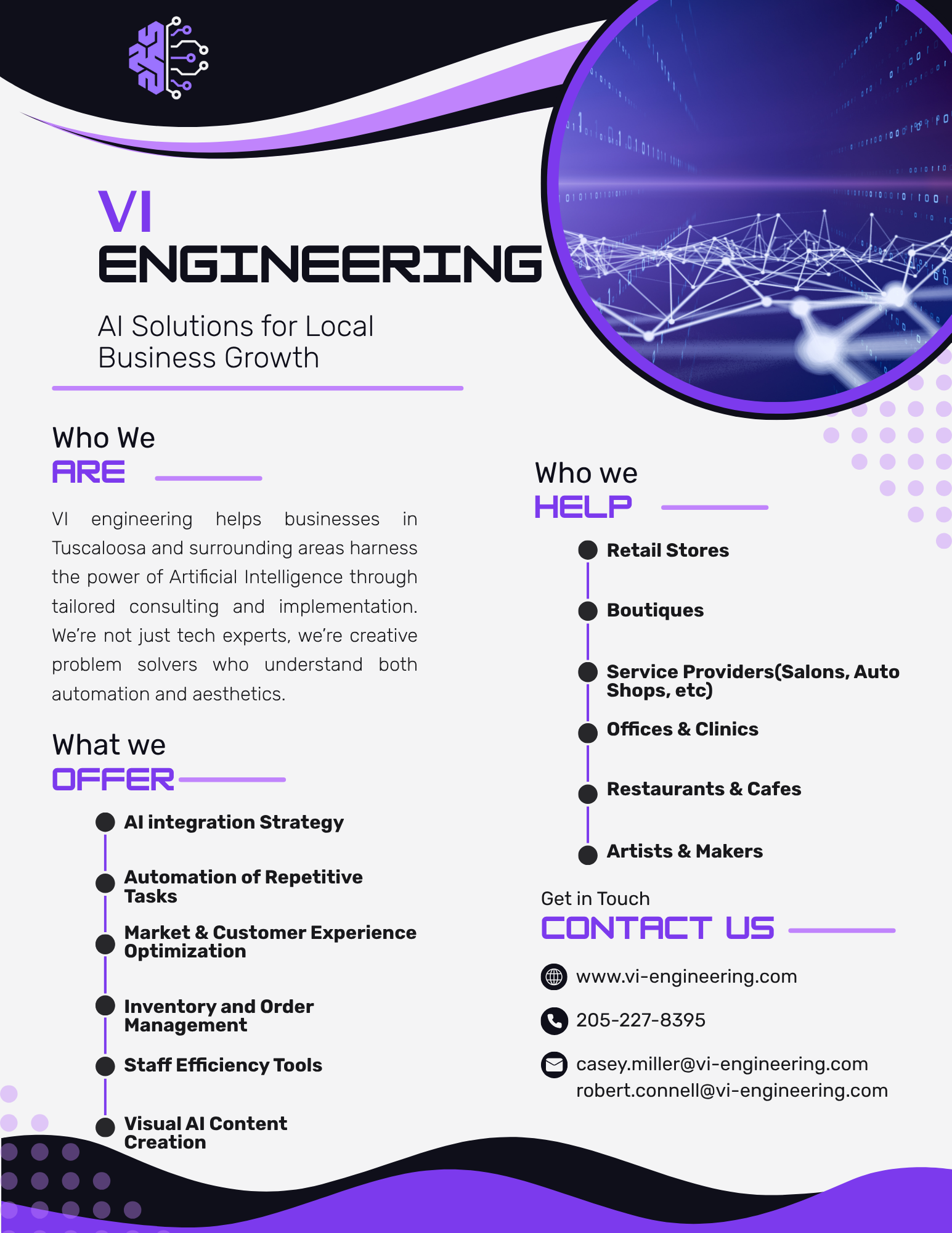 VI Engineering business flyer -- AI Solutions for Local Business Growth